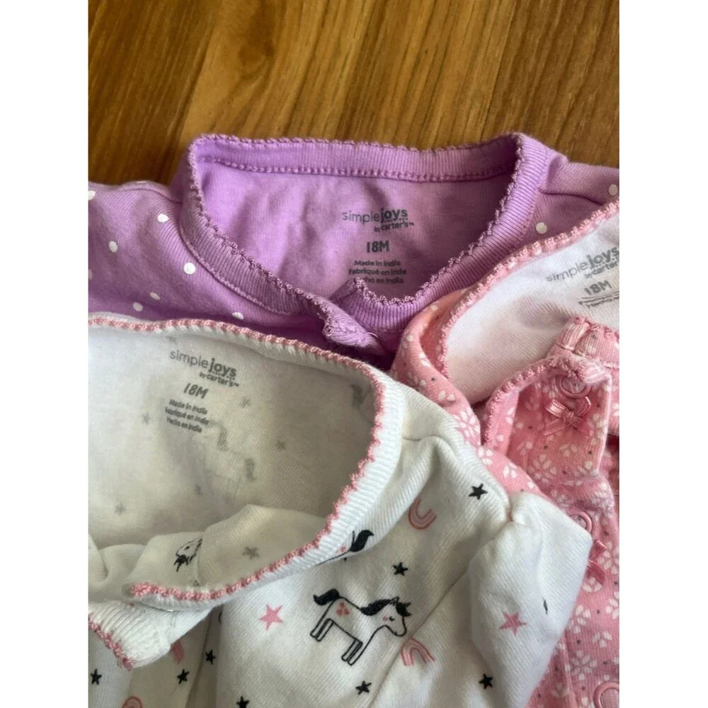 Simple Joys by Carter's Baby Girl 3  Snap-Up Rompers - Size 18 M